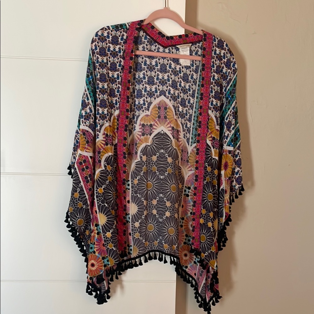 Floral Patterned Kimono with Tassels